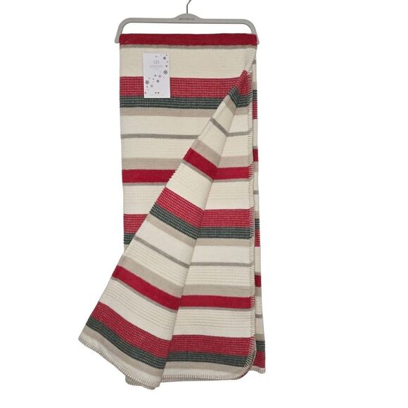Docofil Winter Striped Soft Throw Blanket 51x67 Cotton Blend Made in Portugal - Picture 1 of 9